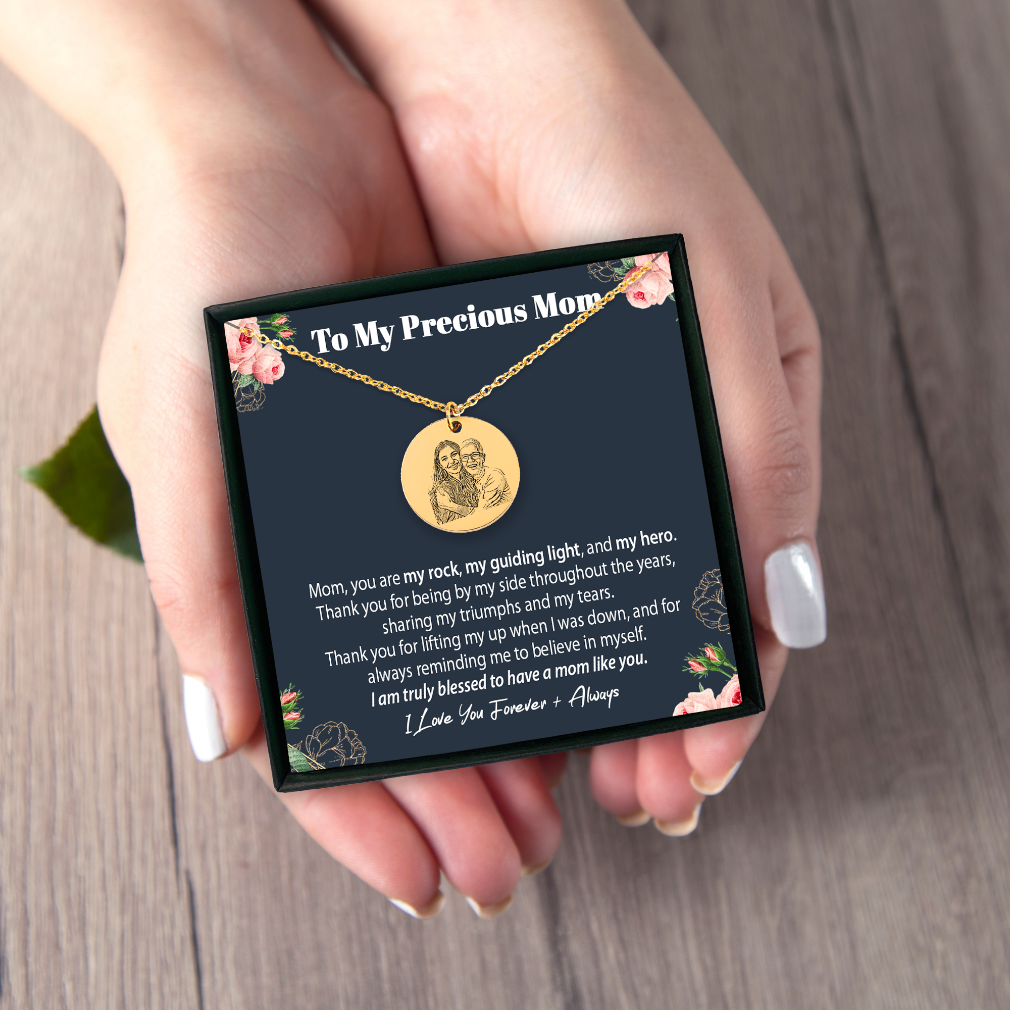 Custom Mom Daughter Portrait, Mom Son Portrait Necklace, Personalized Portrait Mother Necklace, Mother's Day Custom Portrait from Photo Necklace, Portrait Necklace Design - Coin Necklace
