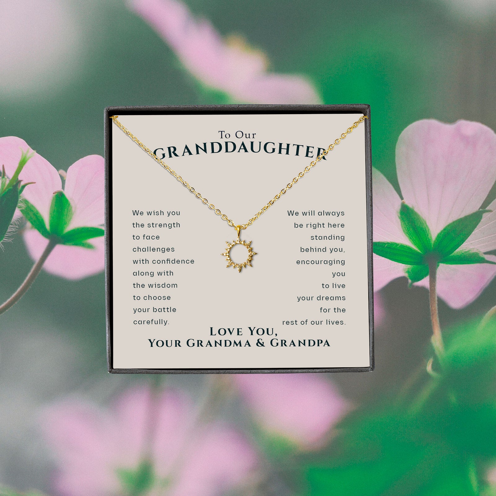 To Our Granddaughter Sun Necklace | Christmas Gift from Grandma & Grandpa | Granddaughter Sun Pendant | Granddaughter Gift from Grandparents