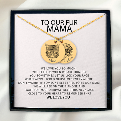 Personalized Dog, Cat, Pet Mom Gift • Custom Pet Portrait Necklace • Cat, Dog, Parrot, Bunny Engraved Necklace • Pet Jewelry • Gift for Pet Lover