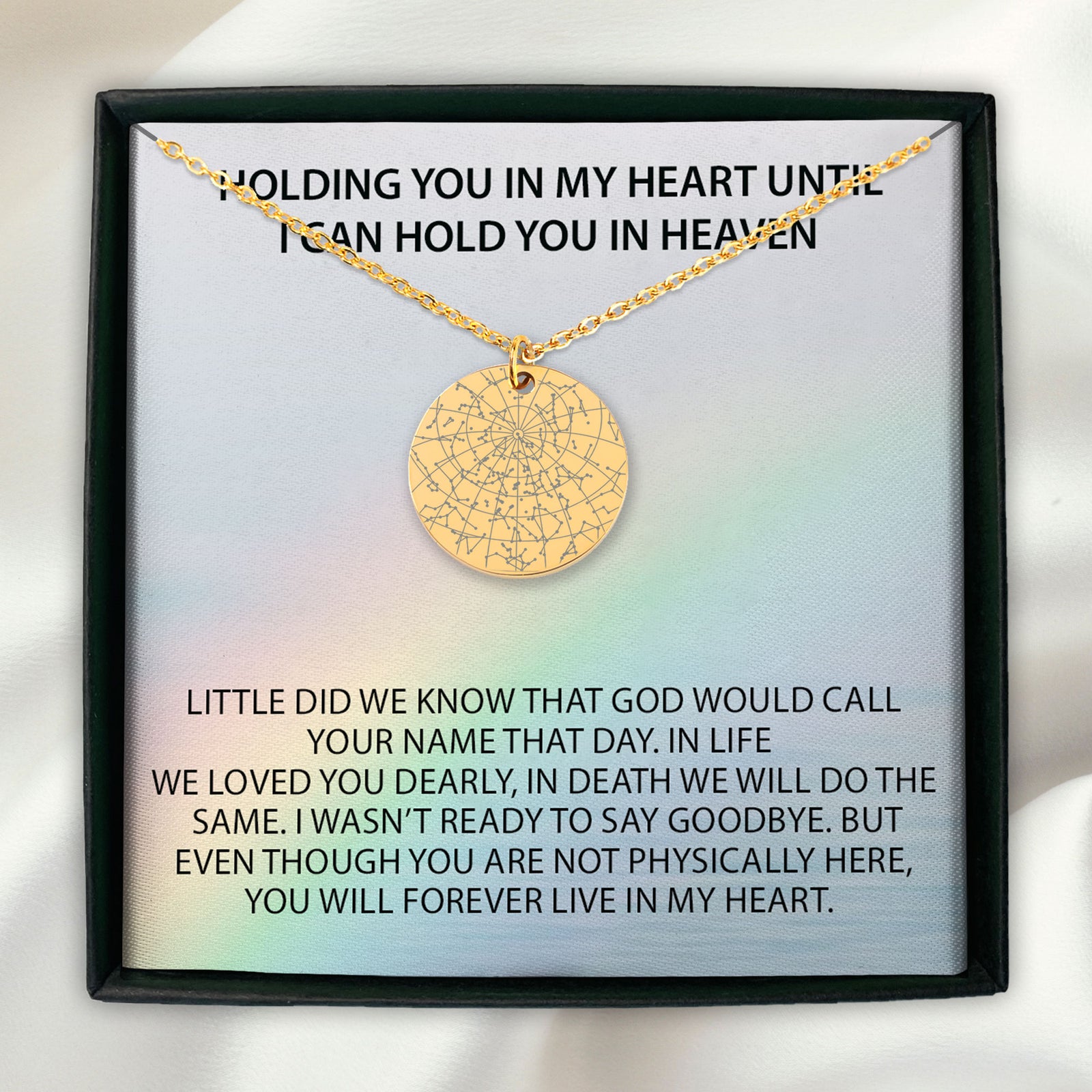 Holding You In My Heart Personalized Memorial Star Map Necklace | Jewelry Bereavement Gift | Loss Of A Loved One Memorial Gift