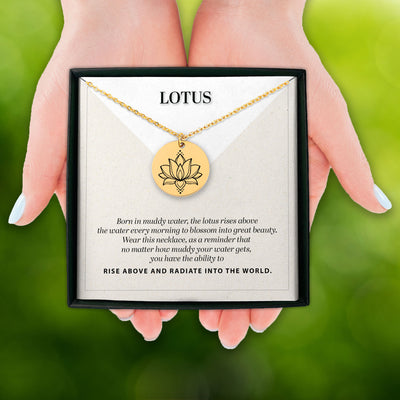 Personalized Lotus Necklace, Encouragement Motivational Gift, Personalized Gift For Her, Sacred Lotus Pendant, Lotus Necklace with Gift Box