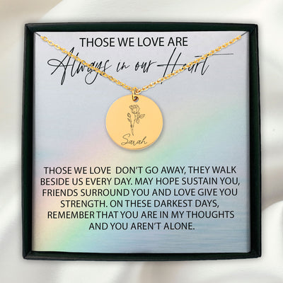 You Aren't Alone Personalized Memorial Birth Flower Necklace | Jewelry Bereavement Gift | Loss Of A Loved One Memorial Gift