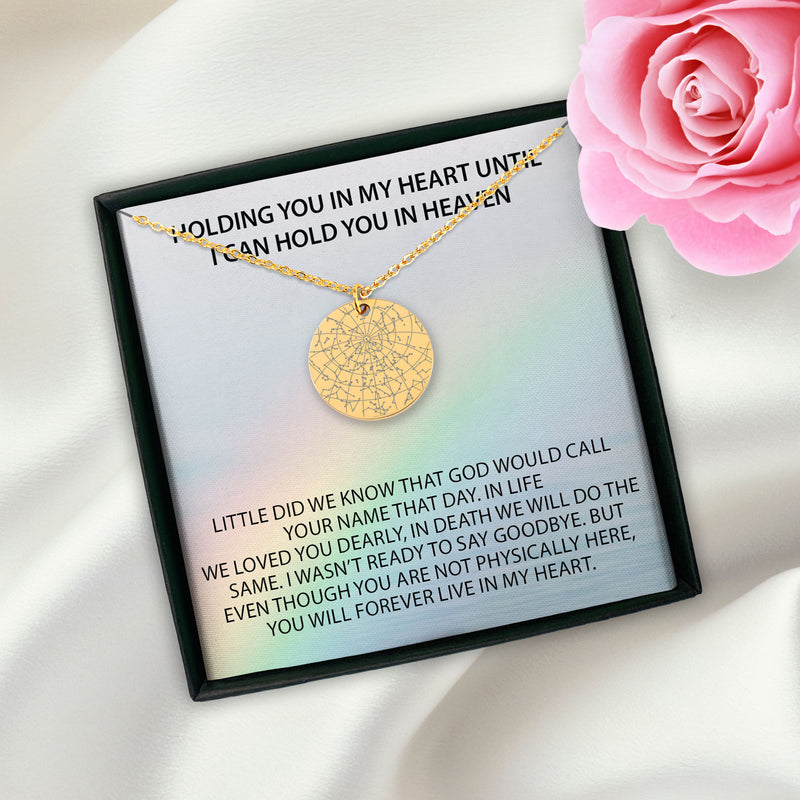 Holding You In My Heart Personalized Memorial Star Map Necklace | Jewelry Bereavement Gift | Loss Of A Loved One Memorial Gift