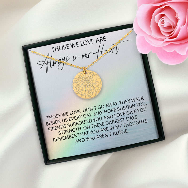 You Are In My Thoughts And You Aren't Alone Personalized Memorial Star Map Necklace | Jewelry Bereavement Gift | Loss Of A Loved One Memorial Gift