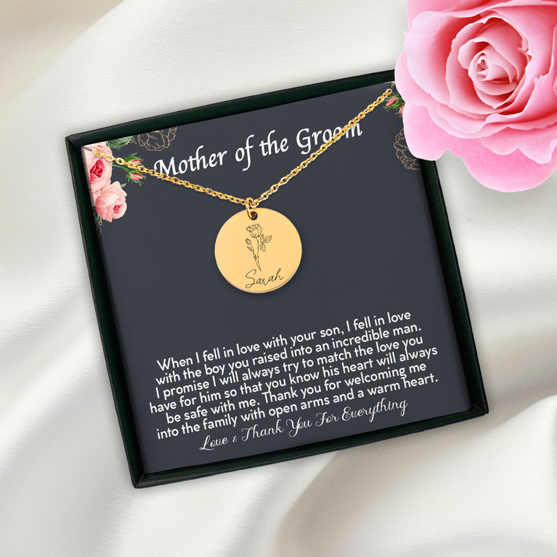Mother Of The Groom Personalized Friendship Birth Flower Necklace | Future Mother-In-Law Gift | Mother Of The Groom Gift