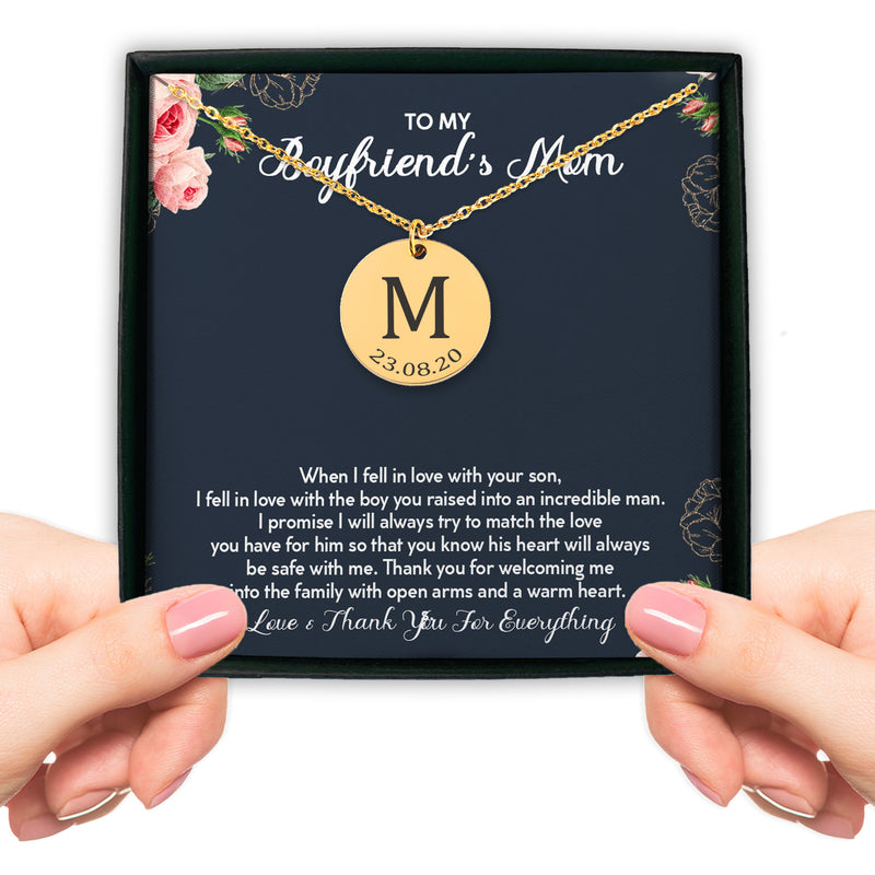 Personalized To My Boyfriend's Mom Initial Necklace | Future Mother-In-Law Gift | Christmas, Birthday Gift For Boyfriend's Mom