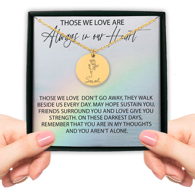 You Aren't Alone Personalized Memorial Birth Flower Necklace | Jewelry Bereavement Gift | Loss Of A Loved One Memorial Gift