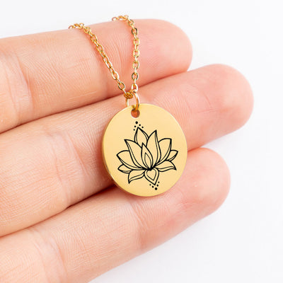 Personalized Lotus Necklace, Encouragement Motivational Gift, Personalized Gift For Her, Sacred Lotus Pendant, Lotus Necklace with Gift Box