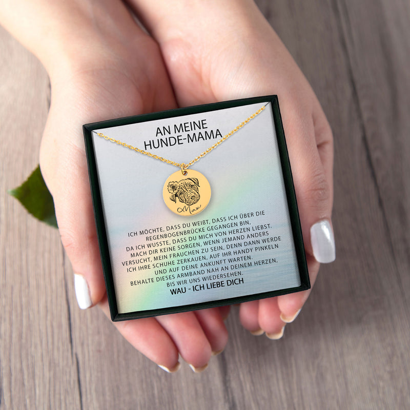 An Meine Hunde-Mama Personalized Memorial Pet Portrait Necklace | Loss of Dog Memorial Gift