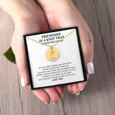 Friendship Is A Knot That Cannot Be Untied Personalized Friendship Birth Flower Necklace | Soul Sister Gift | Long Distance Friendship Jewelry | Best Friend Appreciation Gift