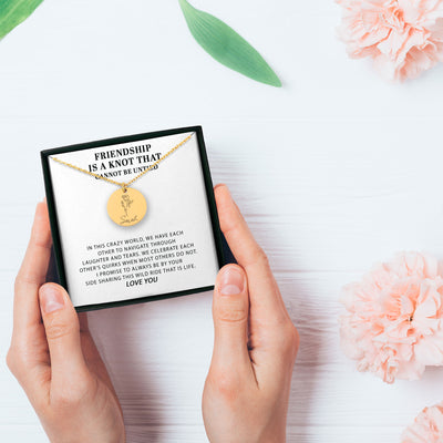 Friendship Is A Knot That Cannot Be Untied Personalized Friendship Birth Flower Necklace | Soul Sister Gift | Long Distance Friendship Jewelry | Best Friend Appreciation Gift
