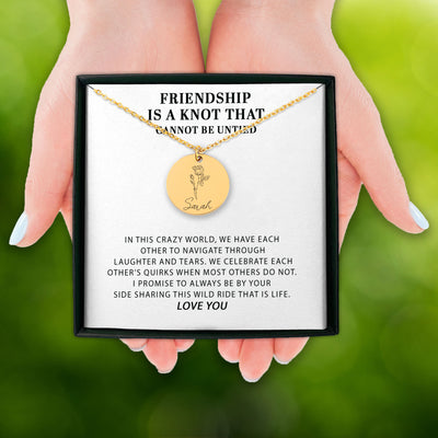 Friendship Is A Knot That Cannot Be Untied Personalized Friendship Birth Flower Necklace | Soul Sister Gift | Long Distance Friendship Jewelry | Best Friend Appreciation Gift