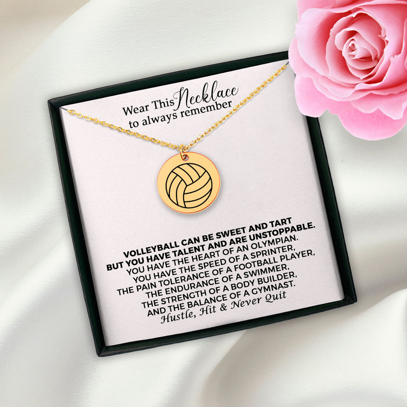 Personalized Volleyball Necklace, Custom Player Name, Girls Team Spike Set Volleyball Player Gift Jewelry, Womens Sports Volleyball Pendant