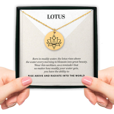 Personalized Lotus Necklace, Encouragement Motivational Gift, Personalized Gift For Her, Sacred Lotus Pendant, Lotus Necklace with Gift Box