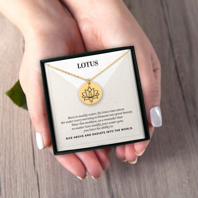 Personalized Lotus Necklace, Encouragement Motivational Gift, Personalized Gift For Her, Sacred Lotus Pendant, Lotus Necklace with Gift Box