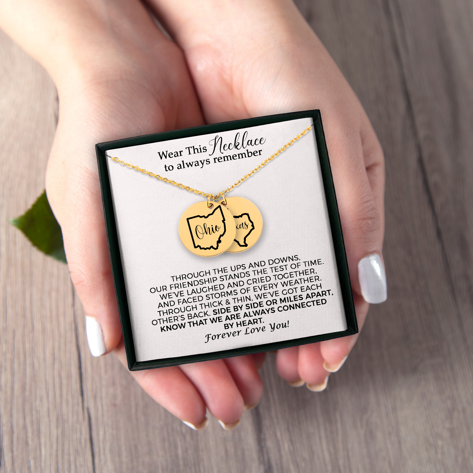 Personalized Friendship Necklace Long Distance,  Custom USA States Friendship Necklaces, Best Friend Wedding, Birthday Gift