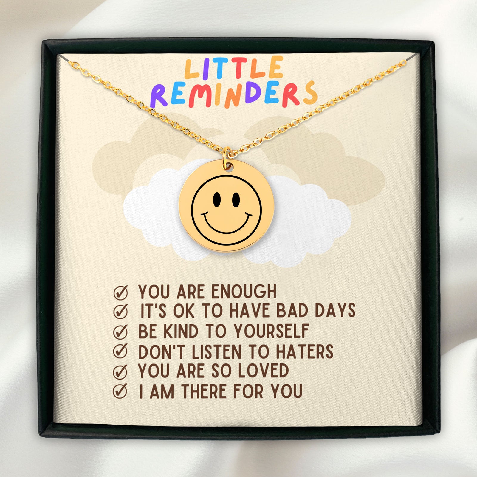 Personalized Smiley Face Necklace, Encouragement Gift, Cute Gift For Niece, Best Friend, Teenage Daughter, Positive Vibes Gift
