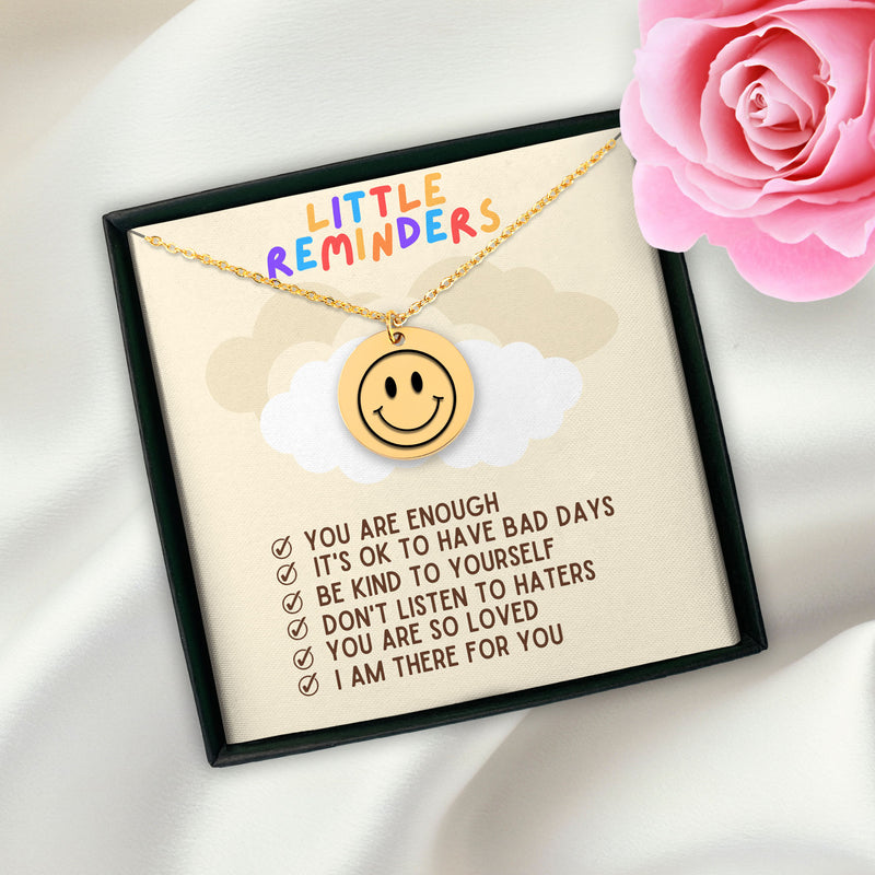 Personalized Smiley Face Necklace, Encouragement Gift, Cute Gift For Niece, Best Friend, Teenage Daughter, Positive Vibes Gift