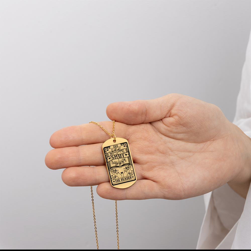 Personalized SMUT Tarot Card Reader Necklace, Book Lover Necklace, The Reader Tarot Card