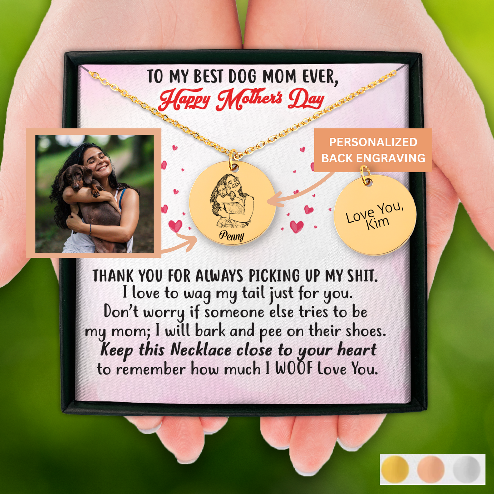 Personalized Dog Mothers Day Message Card Necklace | Dog Mom Gift | Mom Of Dogs | Funny Mothers Day Card from Dog | Happy Mothers Day Dog Mom | From Dog Card