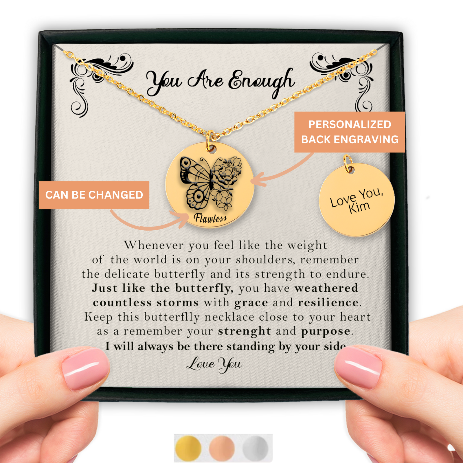 Personalized Butterfly Necklace, Sentimental Gift Mothers day Gift, Encouragement Gift for Her