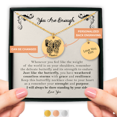 Personalized Butterfly Necklace, Sentimental Gift Mothers day Gift, Encouragement Gift for Her