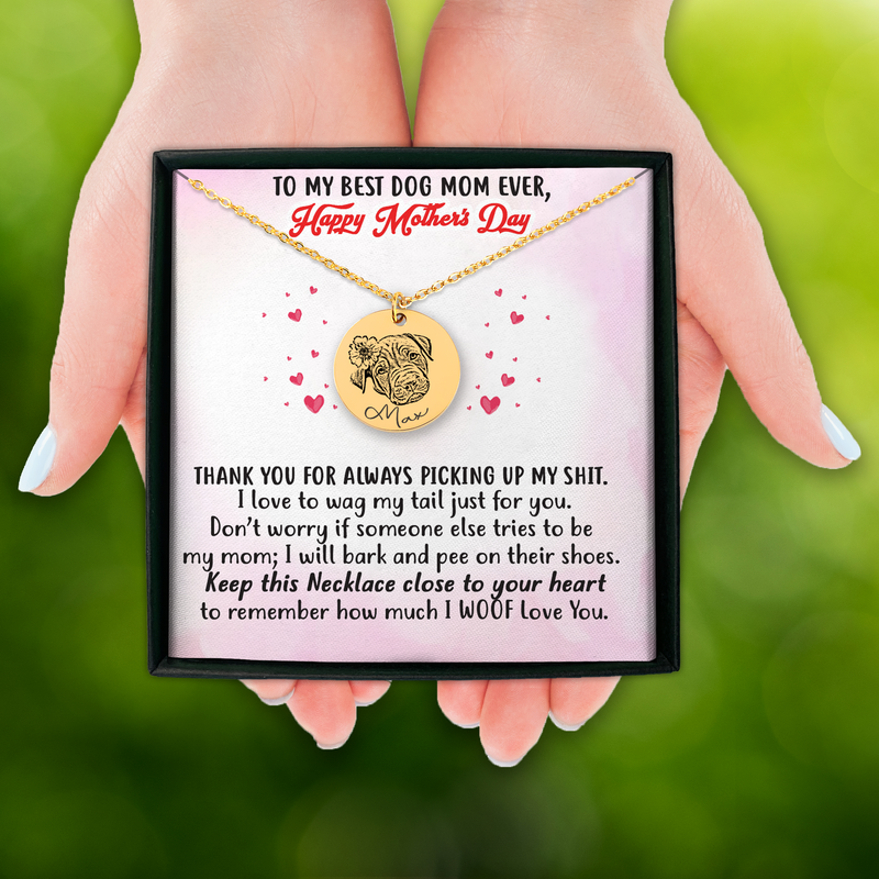 Personalized Dog Mothers Day Message Card Necklace | Dog Mom Gift | Mom Of Dogs | Funny Mothers Day Card from Dog | Happy Mothers Day Dog Mom | From Dog Card
