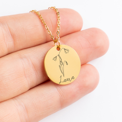 Always In Our Heart Personalized Memorial Birth Flower Necklace | Jewelry Bereavement Gift | Loss Of A Loved One Memorial Gift