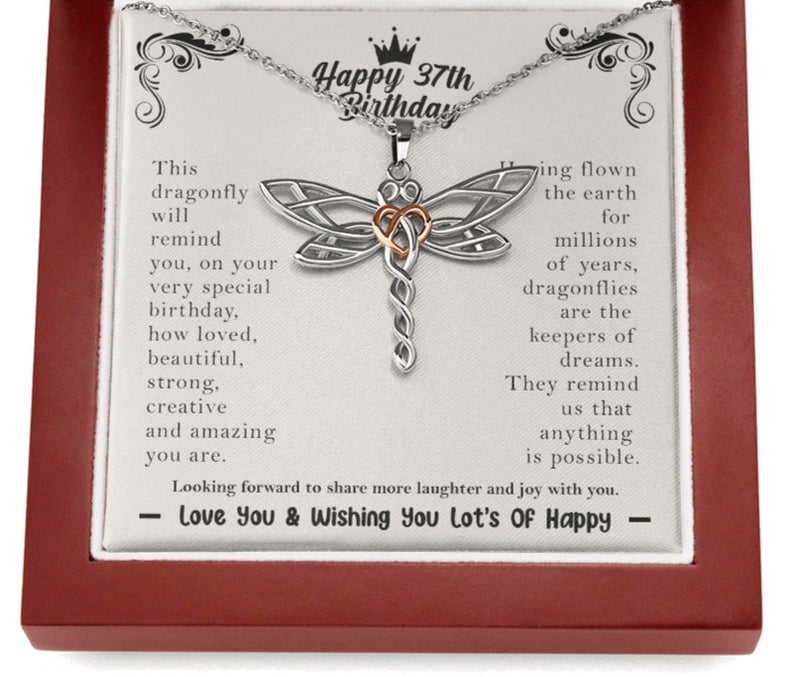 37th birthday dragonfly necklace | Happy 37th Birthday Gift for her |  For your best friend, daughter, sister, niece, cousin, on her 37th birthday