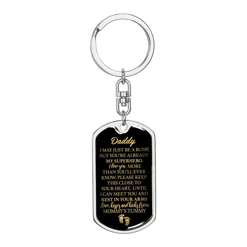 "Daddy to Be" You'Re My Superhero Luxury Military Keychain w. Engraving