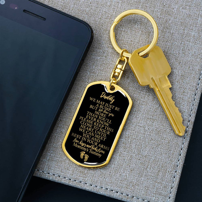"Daddy to Be" Of Twins w. ENGRAVING Keychain