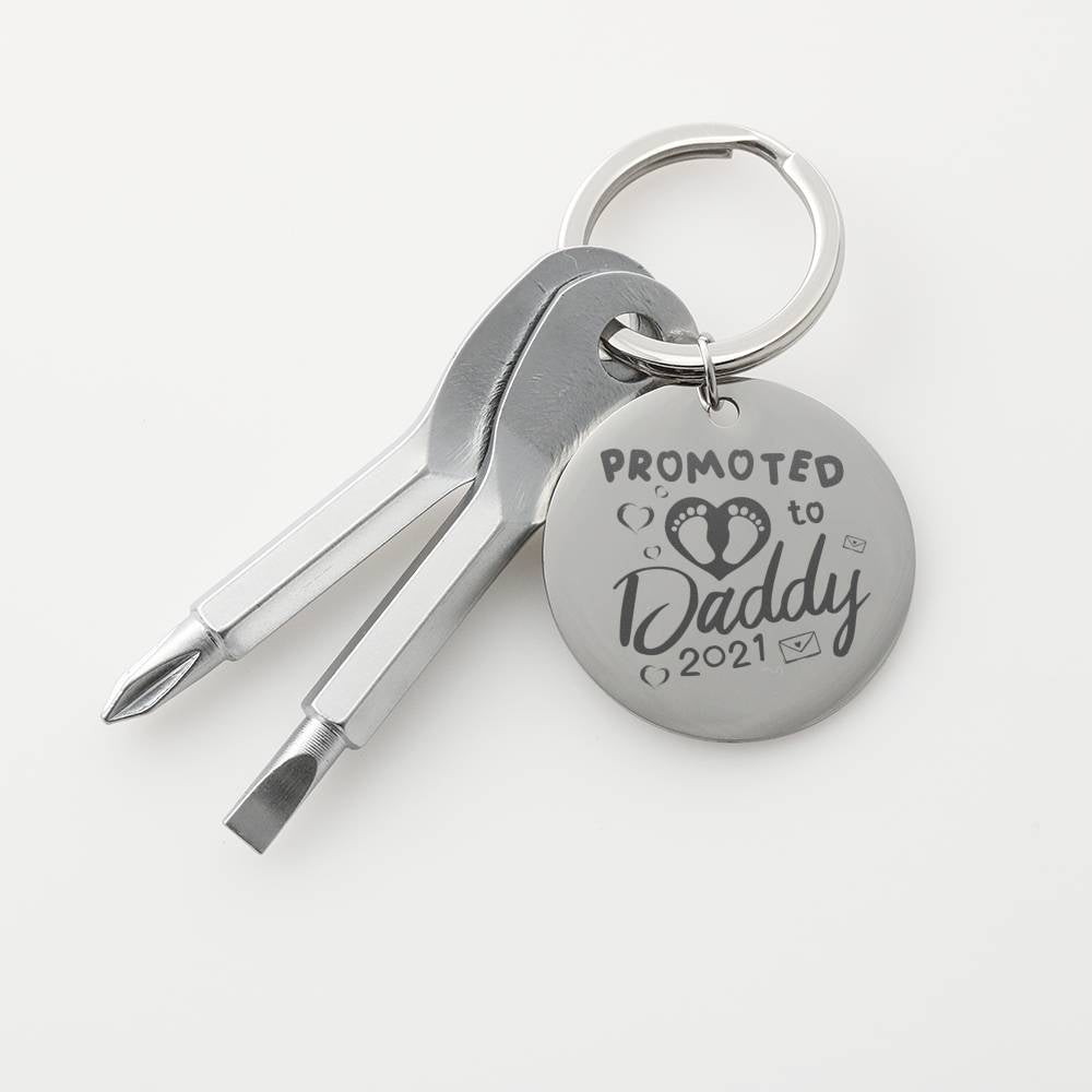 Promoted To Daddy 2021 Keychain | Pregnancy Announcement Reveal | Husband Daddy | Family Reveal | Baby Arrival