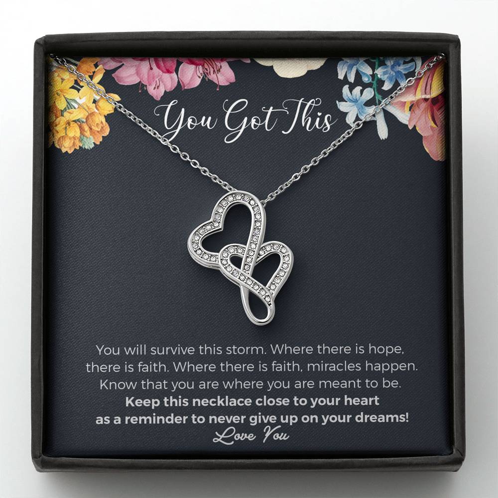 "You Got This" Fertility Gift, IVF gift, Double Hearts Necklace