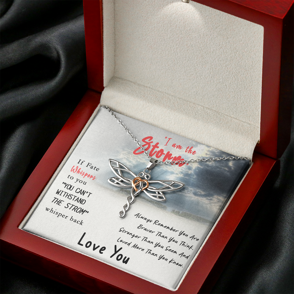 I am the Storm Dragonfly Necklace | Be the Storm Warrior Necklace | Gift for Her | Strength Necklace