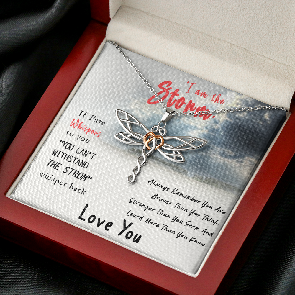 I am the Storm Dragonfly Necklace | Be the Storm Warrior Necklace | Gift for Her | Strength Necklace