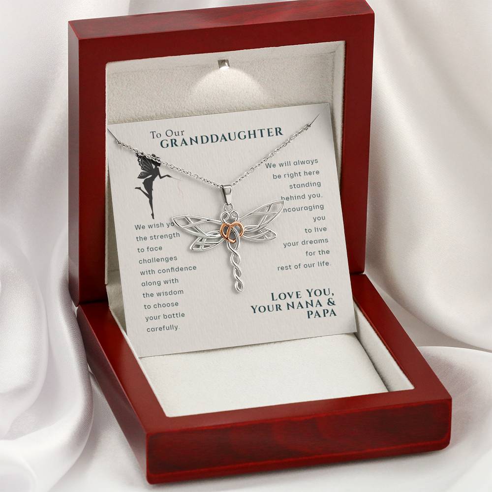 To Our Granddaughter, Live Your Dreams Dragonfly Necklace from Nana & Papa