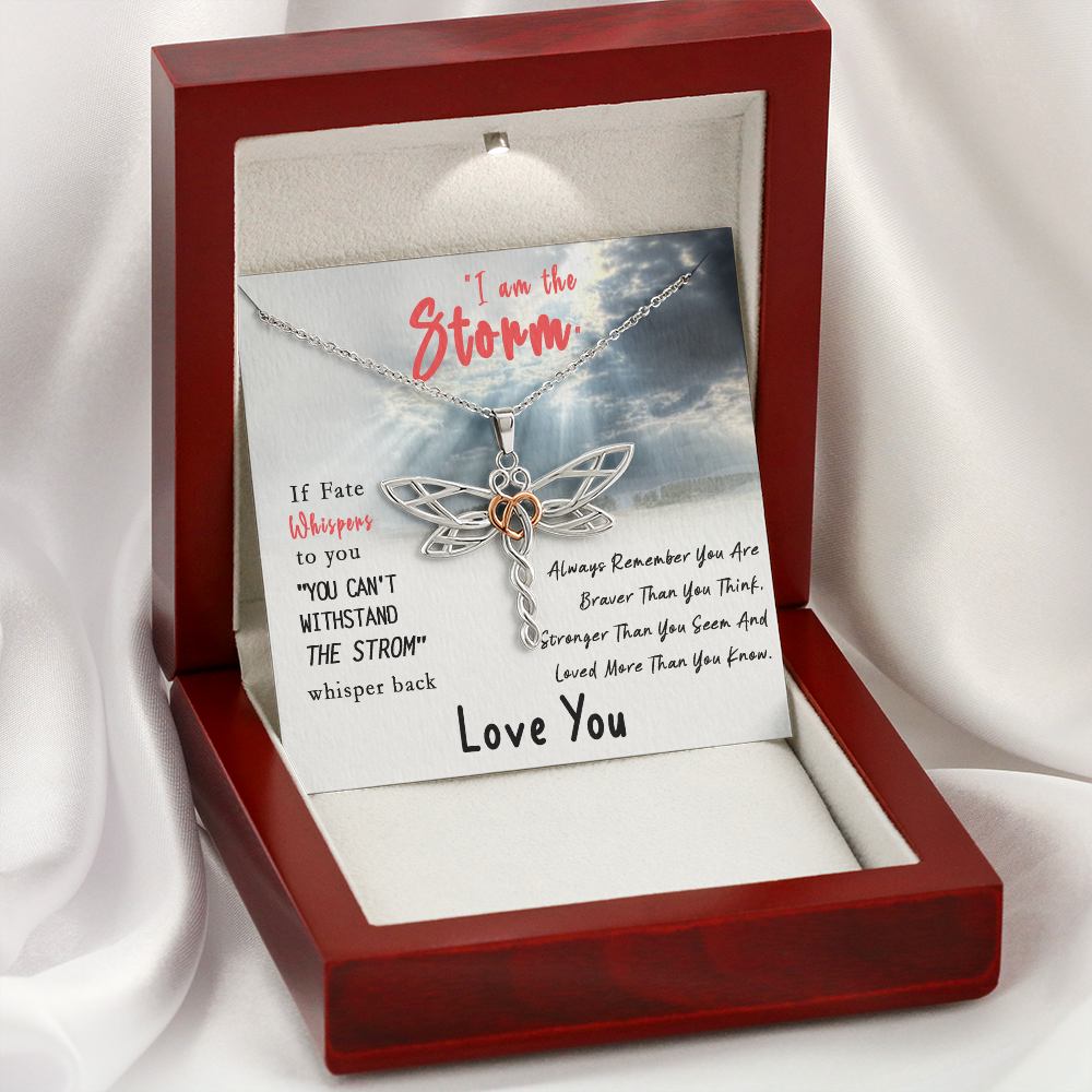 I am the Storm Dragonfly Necklace | Be the Storm Warrior Necklace | Gift for Her | Strength Necklace