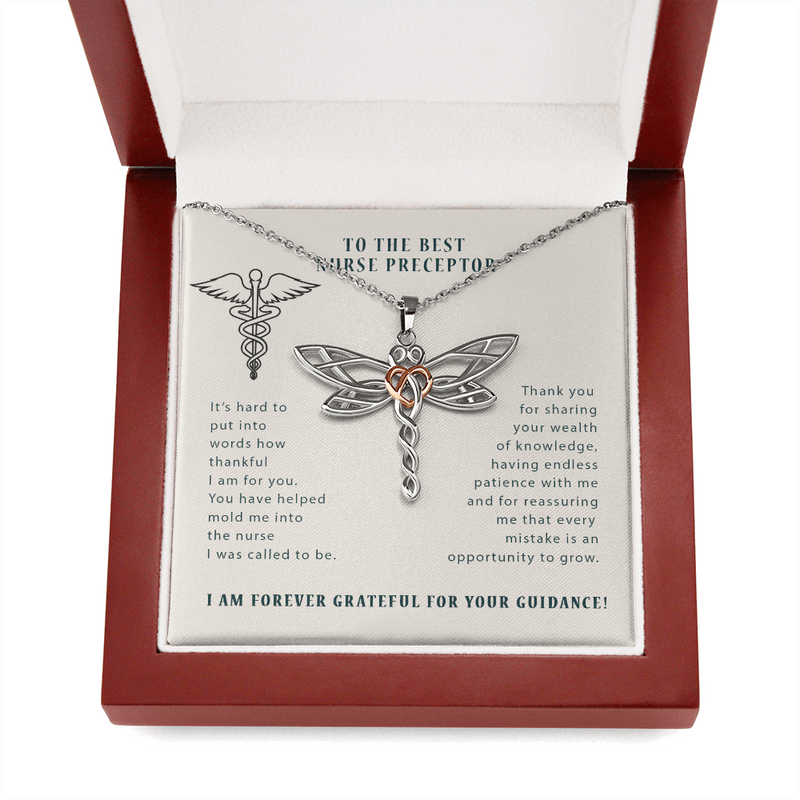 To The Best Nurse Preceptor Forever Grateful Dragonfly Necklace | Preceptor Thank You Gift | Nursing School Preceptor