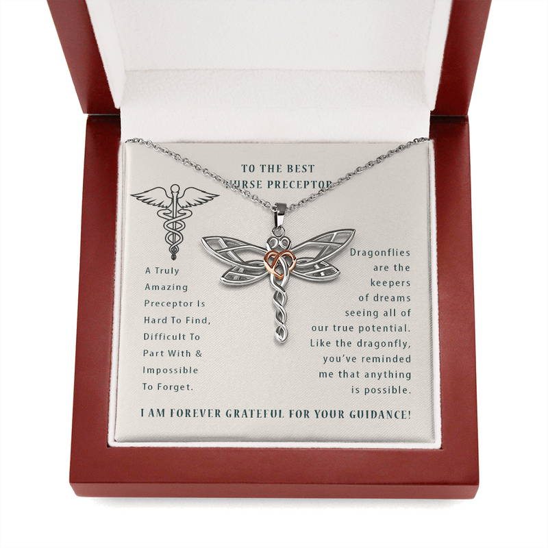 To The Best Nurse Preceptor Dragonfly Necklace | Nurse Preceptor Thank You Gift | Nursing School Preceptor