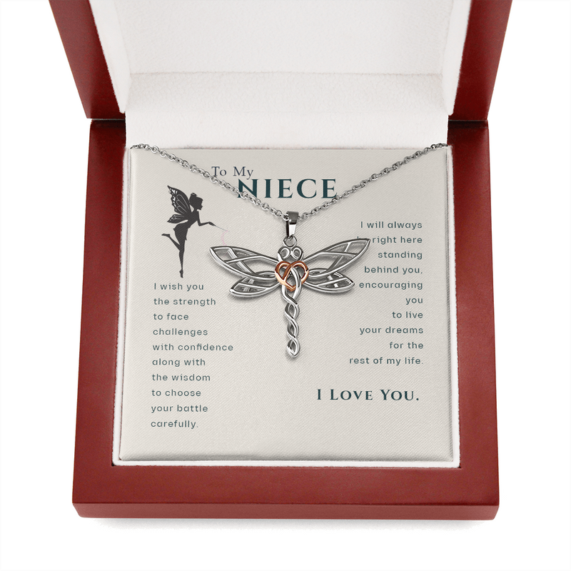 To My Niece Live Your Dreams Dragonfly Necklace | Birthday, Graduation Gift For Niece | Gift From Uncle | Gift From Aunt