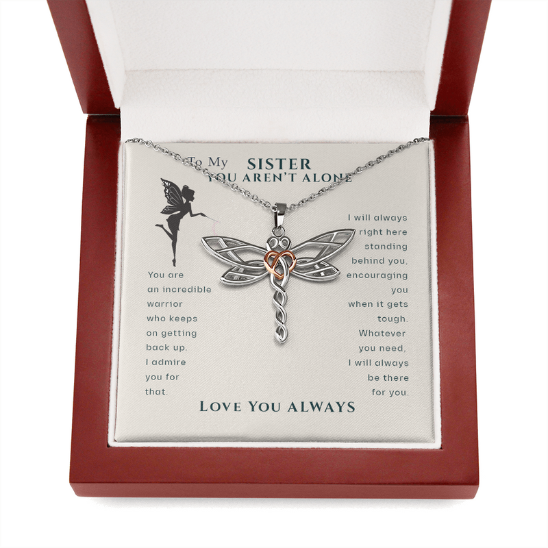 To My Sister, You Aren't Alone Cancer Support Necklace | Surgery, Cancer Patient, Sick Friend Gift, Care Package