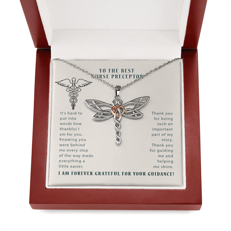 To The Best Nurse Preceptor Thank You For Helping Me Shine Dragonfly Necklace | Preceptor Thank You Gift | Nursing School Preceptor