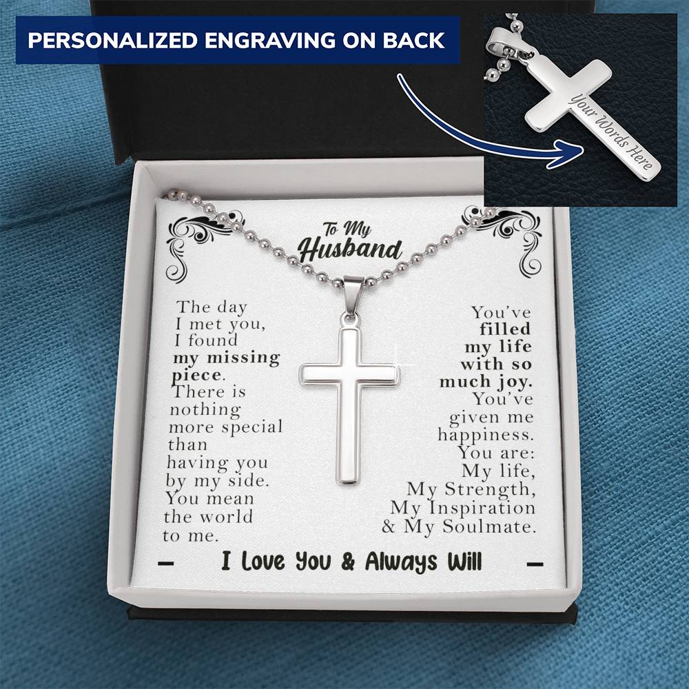 To My Husband Cross Necklace Gift, Anniversary Gift, Christian Cross Necklace for Husband