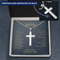 To My Little Brother Personalized Cross Necklace Gift, Gift For Little Brother from Big Brother, Graduation Gift For Brother, Birthday Gift for Younger Brother