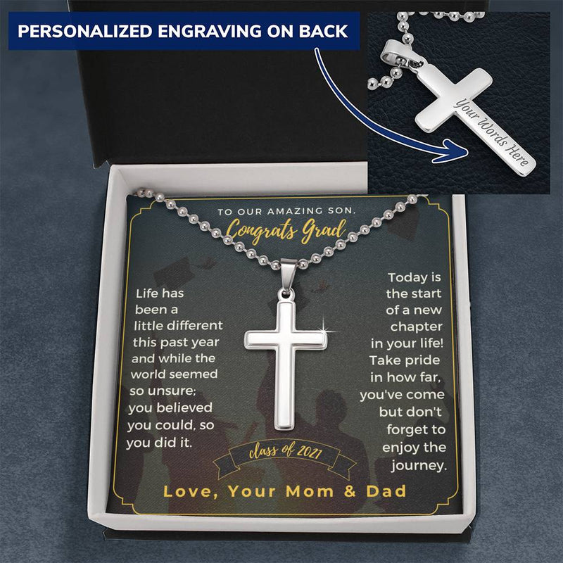 To Our Son Graduation Cross Necklace Gift | Graduation gift for our son | High School, Technical School, College Graduation