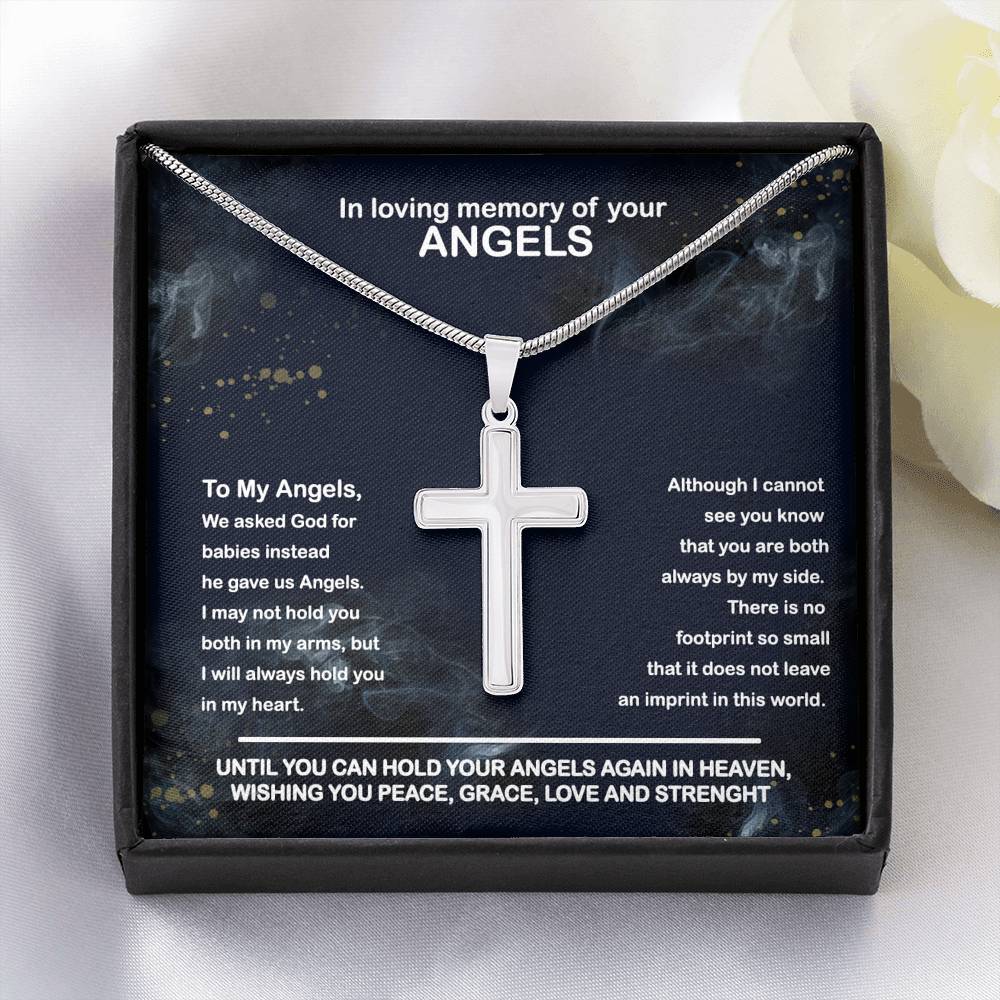 Loss of Angels, Angels Memorial Personalized Cross Necklace | Loss of Babies Sympathy Gift