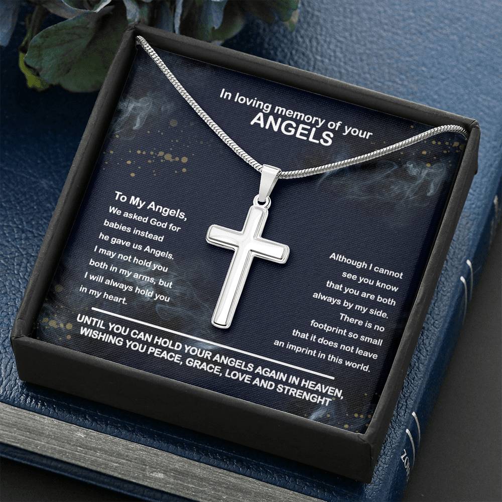 Loss of Angels, Angels Memorial Personalized Cross Necklace | Loss of Babies Sympathy Gift