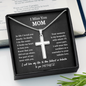 Engraved I Miss You Mom Cross Necklace Chain Link | Mom Memorial Necklace | Loss of Mother Gift | Mother Loss Sympathy Gift