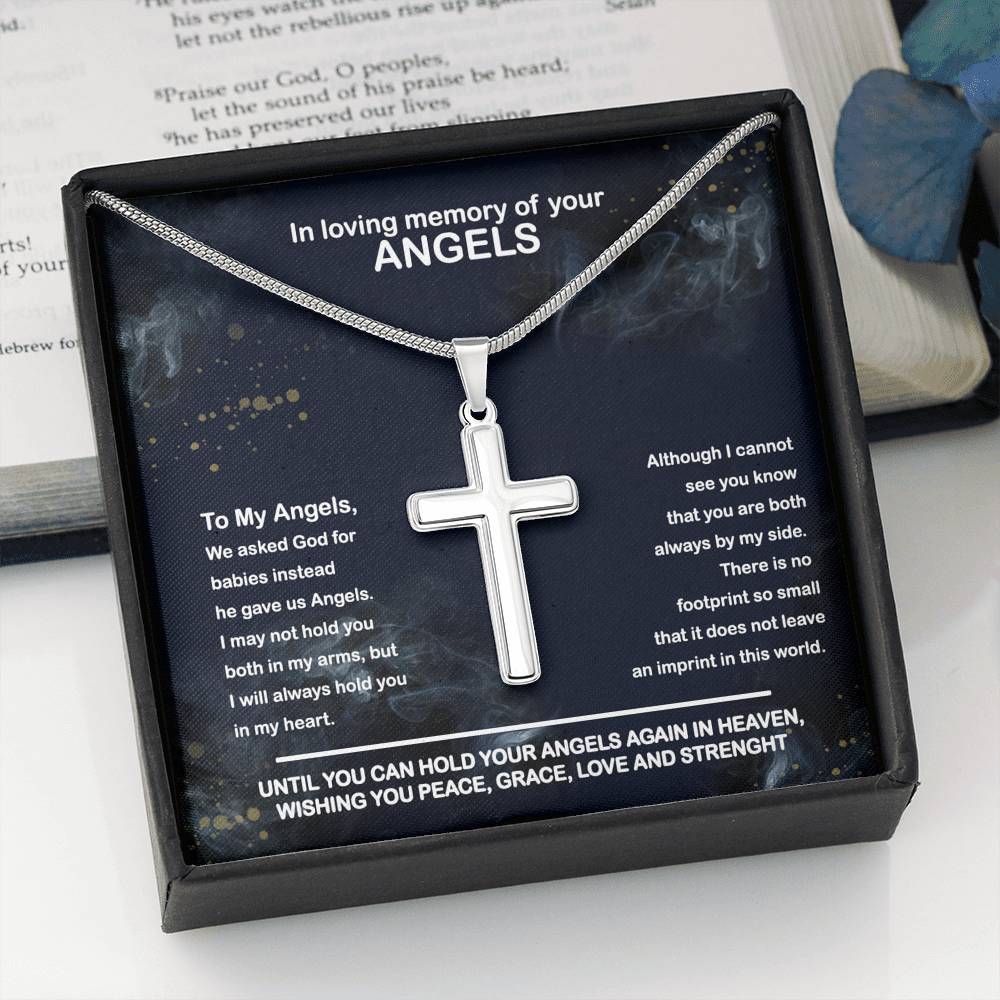 Loss of Angels, Angels Memorial Personalized Cross Necklace | Loss of Babies Sympathy Gift