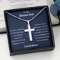 Personalized To My Bonus Son Cross Necklace| You will Always be My Son| Gift from Step Mom| Gift from Step Dad| Step Son Birthday, Graduation Gift